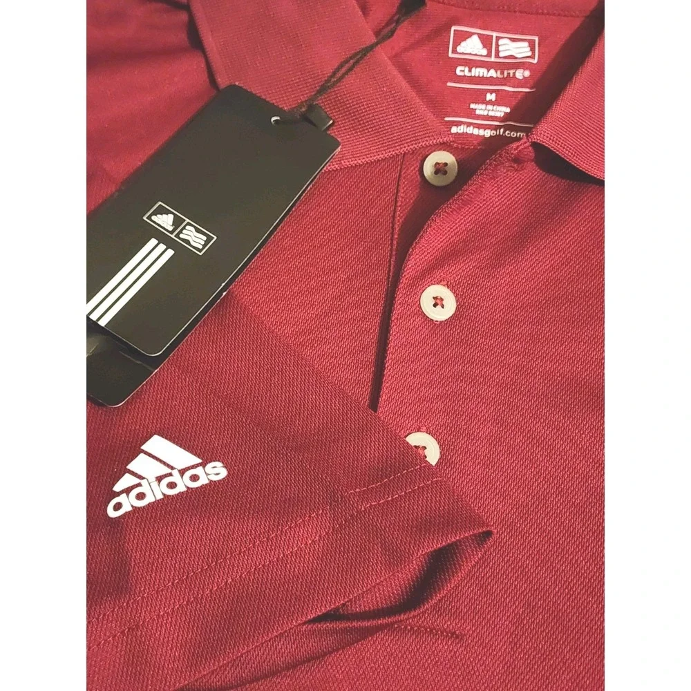 Adidas Men's Polo Golf Shirt, NWT, Size M,  Burgandy, Short Sleeve, Climalite